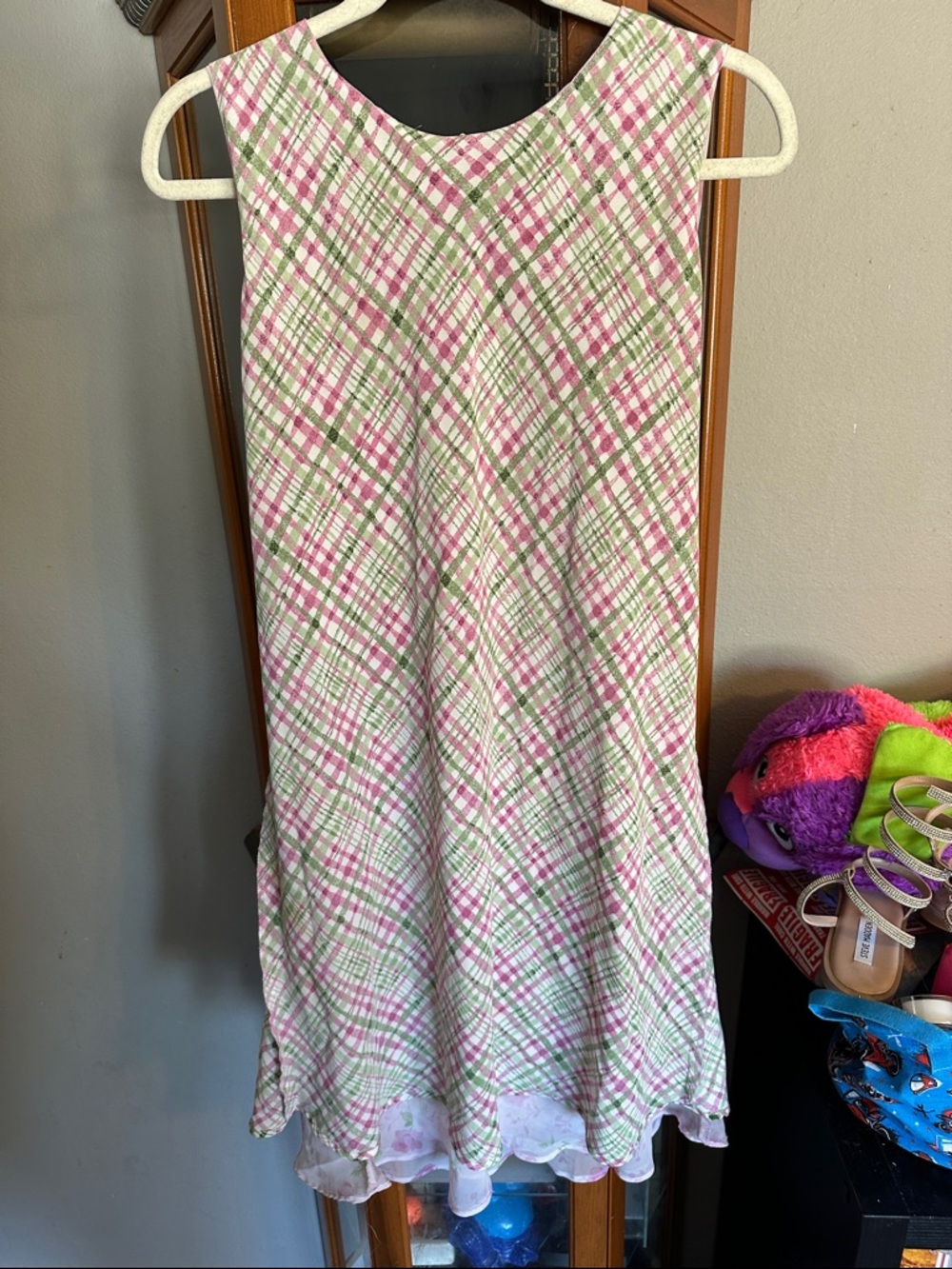 Jessica Howard Pink & Green Plaid Sleeveless A-Line Dress